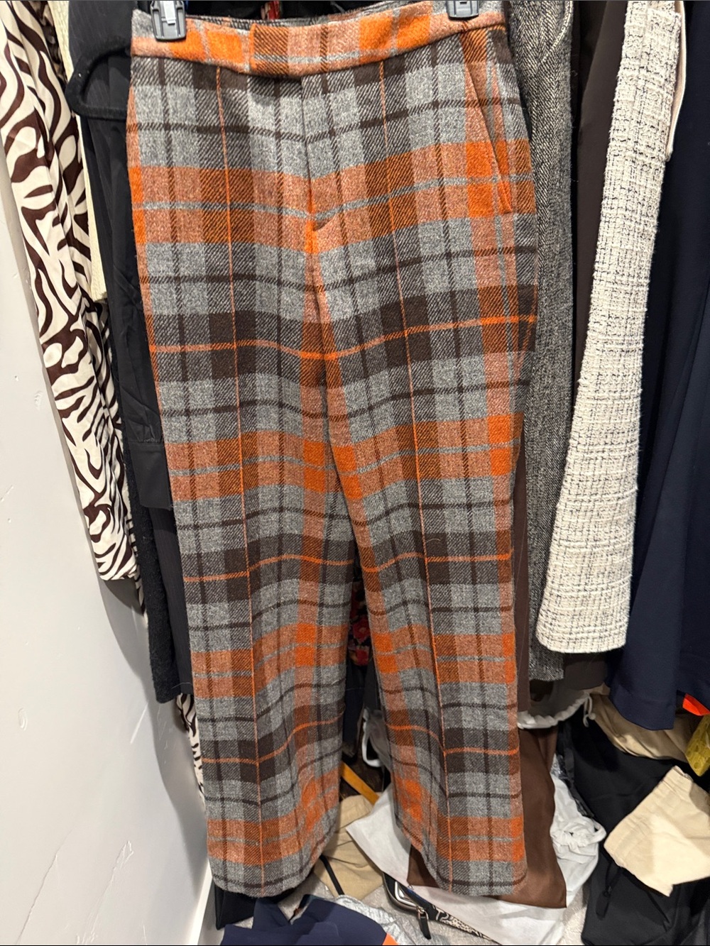 Suit Studio Orange and Gray Plaid womens Trousers